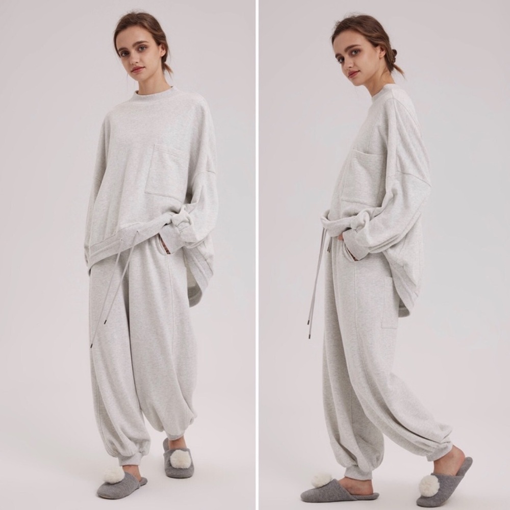 nap loungewear Drawstring Hem Cotton Sweatshirt